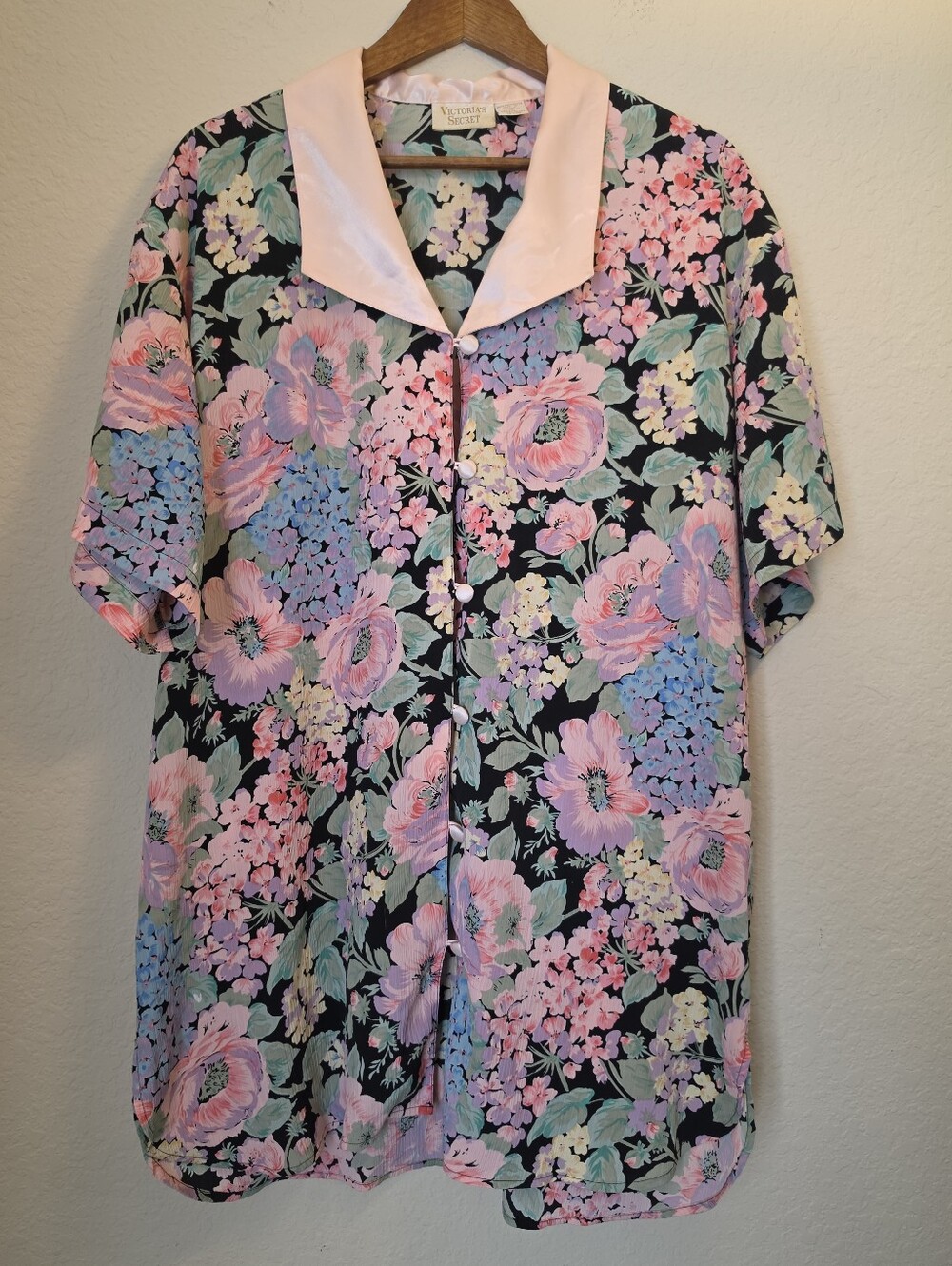Vintage Victoria Secret Gold Label Sleepshirt Womens Sz M/L Pink Pastel Floral